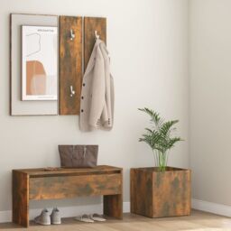 Berkfield Home Hallway Furniture Set Smoked Oak Engineered Wood in Brown