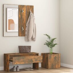 Berkfield Home Hallway Furniture Set Smoked Oak Engineered Wood in Brown - thumbnail 3
