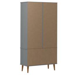 Berkfield Home Vitrine Cabinet MOLDE Grey 90x35x175 cm Solid Wood Pine - Size: 90 x 35 x 175 cm - thumbnail 7
