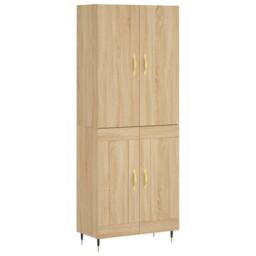 Berkfield Home Highboard Sonoma Oak 69.5x34x180 cm Engineered Wood in Light Tan - thumbnail 3