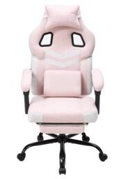 Living and Home Reclining Gaming Chair with Massage Lumbar Support & Footrest in Pink - thumbnail 2