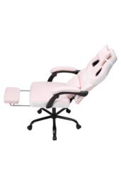 Living and Home Reclining Gaming Chair with Massage Lumbar Support & Footrest in Pink - thumbnail 4