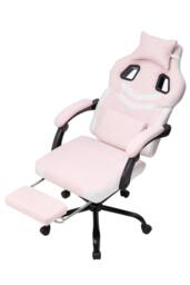 Living and Home Reclining Gaming Chair with Massage Lumbar Support & Footrest in Pink - thumbnail 3