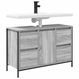 Berkfield Home Basin Cabinet with Drawers Grey Sonoma 90x34.5x60 cm - thumbnail 4