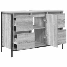 Berkfield Home Basin Cabinet with Drawers Grey Sonoma 90x34.5x60 cm - thumbnail 5