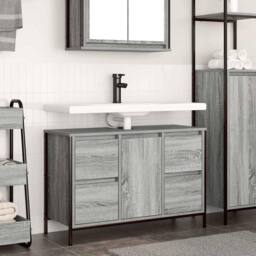 Berkfield Home Basin Cabinet with Drawers Grey Sonoma 90x34.5x60 cm - thumbnail 2