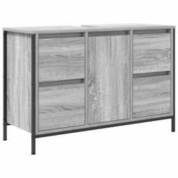 Berkfield Home Basin Cabinet with Drawers Grey Sonoma 90x34.5x60 cm - thumbnail 1