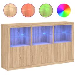 Berkfield Home Sideboard with LED Lights Sonoma Oak 181.5x37x100 cm in Brown - thumbnail 1