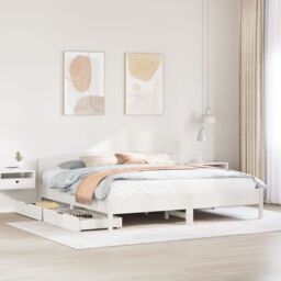 Berkfield Home Bed Frame without Mattress White 180x200 cm Super King Solid Wood Pine - thumbnail 1
