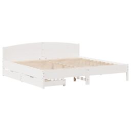 Berkfield Home Bed Frame without Mattress White 180x200 cm Super King Solid Wood Pine - thumbnail 3