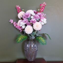 Leaf 75cm Dahlia Artificial Flowers Tropical Blossom Bubble Vase in Pink - thumbnail 1