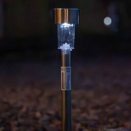 Samuel Alexander 36cm Set of 10 Stainless Steel Garden Solar Path Lights with White LEDs in Silver - thumbnail 4