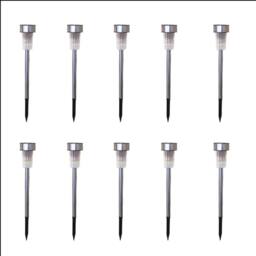 Samuel Alexander 36cm Set of 10 Stainless Steel Garden Solar Path Lights with White LEDs in Silver - thumbnail 7