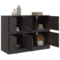 Berkfield Home Sideboard Black 99x39x73 cm Steel - Size: 99 x 39 x 73 cm - thumbnail 5