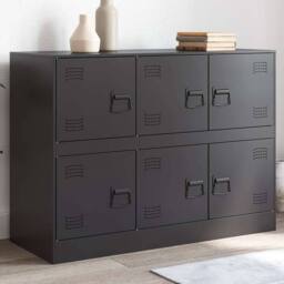 Berkfield Home Sideboard Black 99x39x73 cm Steel - Size: 99 x 39 x 73 cm - thumbnail 2