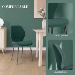STILVORA Dining Chairs Set of 4 with steel frame green flannel - thumbnail 7