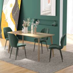 STILVORA Dining Chairs Set of 4 with steel frame green flannel - thumbnail 3