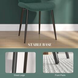 STILVORA Dining Chairs Set of 4 with steel frame green flannel - thumbnail 8