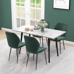 STILVORA Dining Chairs Set of 4 with steel frame green flannel - thumbnail 6