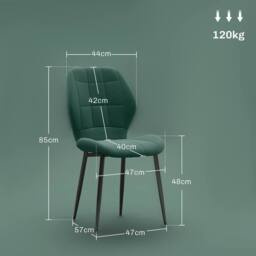 STILVORA Dining Chairs Set of 4 with steel frame green flannel - thumbnail 4