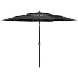 Berkfield Home 3-Tier Parasol with Aluminium Pole Anthracite 3 m in Black - thumbnail 1