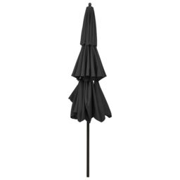 Berkfield Home 3-Tier Parasol with Aluminium Pole Anthracite 3 m in Black - thumbnail 4
