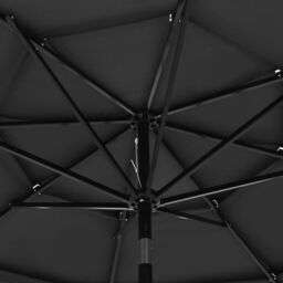 Berkfield Home 3-Tier Parasol with Aluminium Pole Anthracite 3 m in Black - thumbnail 5