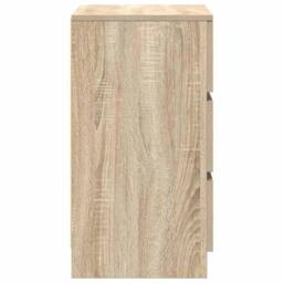 Berkfield Home Bedside Cabinets with 3 Drawers 2 pcs Sonoma Oak 39x35x65 cm in Brown - Size: 39 x 35 x 65 cm - thumbnail 8