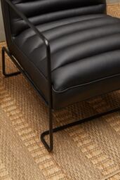 Orsina Sturdy Foundry Chair, Metal Armchair, Easy to Clean Leather Armchair, Body Supportive High Back Accent Chair in Black - thumbnail 6
