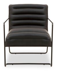 Orsina Sturdy Foundry Chair, Metal Armchair, Easy to Clean Leather Armchair, Body Supportive High Back Accent Chair in Black - thumbnail 7