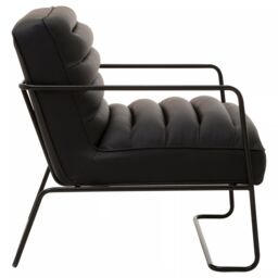 Orsina Sturdy Foundry Chair, Metal Armchair, Easy to Clean Leather Armchair, Body Supportive High Back Accent Chair in Black - thumbnail 3