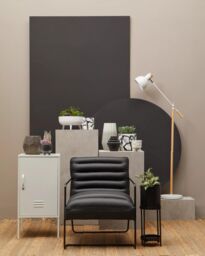 Orsina Sturdy Foundry Chair, Metal Armchair, Easy to Clean Leather Armchair, Body Supportive High Back Accent Chair in Black - thumbnail 5