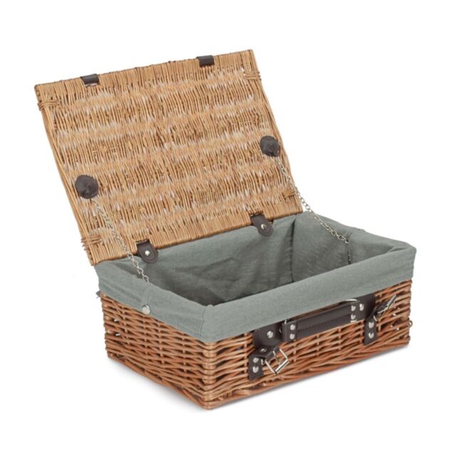 Red Hamper Wicker 36cm Double Steamed Picnic Basket with Cotton Lining in Light Tan - image 1