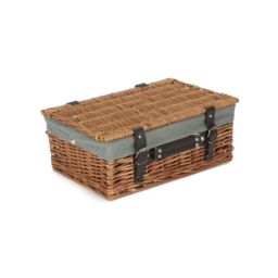 Red Hamper Wicker 36cm Double Steamed Picnic Basket with Cotton Lining in Light Tan - thumbnail 3