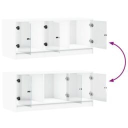 Berkfield Home TV Cabinet with Glass Doors White 102x37x42 cm - Size: 102 x 37 x 42 cm - thumbnail 9