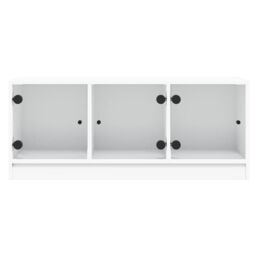 Berkfield Home TV Cabinet with Glass Doors White 102x37x42 cm - Size: 102 x 37 x 42 cm - thumbnail 6