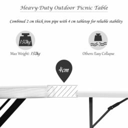 Costway Outdoor Picnic Table Bench Set Garden Dining Table & Bench Sets in White - thumbnail 4
