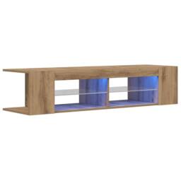 Berkfield Home TV Cabinet with LED Lights Artisan Oak 135x39x30 cm Engineered Wood - Size: 135 x 39 x 30 cm - thumbnail 1