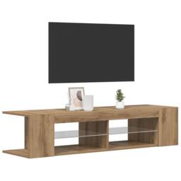 Berkfield Home TV Cabinet with LED Lights Artisan Oak 135x39x30 cm Engineered Wood - Size: 135 x 39 x 30 cm - thumbnail 5