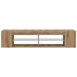 Berkfield Home TV Cabinet with LED Lights Artisan Oak 135x39x30 cm Engineered Wood - Size: 135 x 39 x 30 cm - thumbnail 7