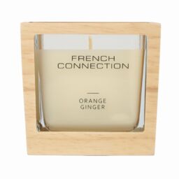 French Connection Natural Wooden Surround Range Candle Orange & Ginger 200G (1-Wick)- FCC002BRS in Light Oak - Size: Large - thumbnail 1