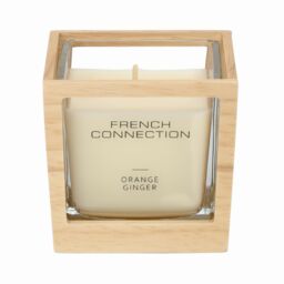 French Connection Natural Wooden Surround Range Candle Orange & Ginger 200G (1-Wick)- FCC002BRS in Light Oak - Size: Large - thumbnail 2