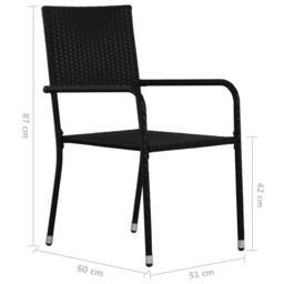 Berkfield Home Garden Dining Chairs 2 pcs Stackable Black Poly Rattan - thumbnail 6