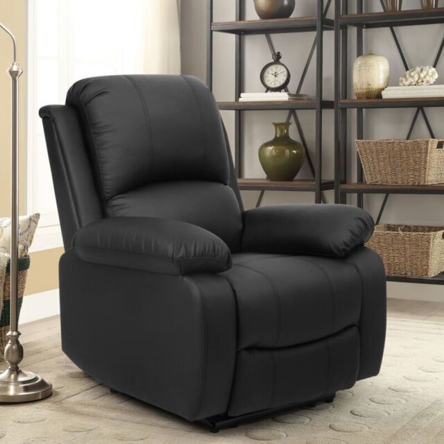 Comfy Living Ltd Bonded Leather Reclining Arm Chair in Black - image 1