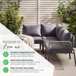 FurnitureboxUK Maldives PE Rattan 5 Seat Outdoor Garden Sofa Set in Grey - thumbnail 8