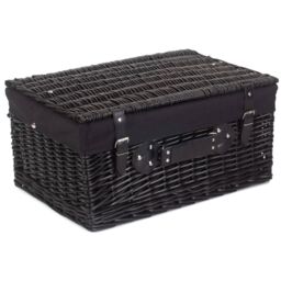Red Hamper Wicker 51cm Empty Black Willow Picnic Basket With Black Lining - thumbnail 2