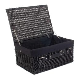 Red Hamper Wicker 51cm Empty Black Willow Picnic Basket With Black Lining - thumbnail 1