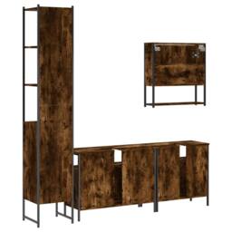 Berkfield Home 4 Piece Bathroom Furniture Set Smoked Oak Engineered Wood in Brown - thumbnail 8