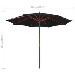 Berkfield Home Parasol with Wooden Pole 300x258 cm Black - thumbnail 6