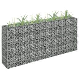 Berkfield Home Gabion Raised Bed Galvanised Steel 180x30x90 cm in Silver - Size: 180 x 30 x 90 cm - thumbnail 1